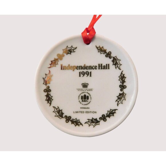 Bing & Grondahl Independence Hall 1991 Ltd Ed Porcelain Christmas Ornament Boxed - Picture 2 of 7